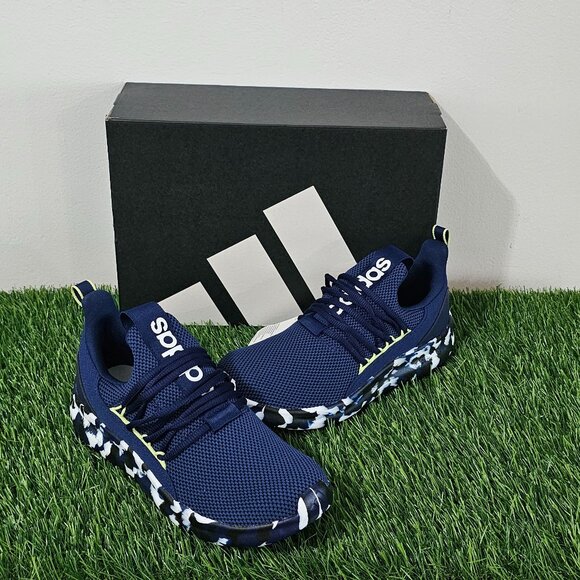 adidas Lite Racer Adapt 7.0 Shoes Kids Size 7Y - Blue / White / Lime - JS4347 - Picture 1 of 8